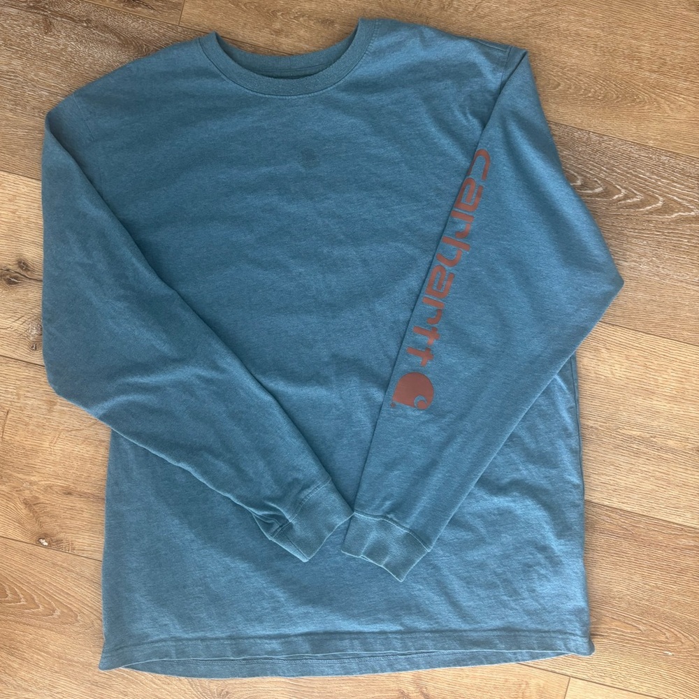 Carhartt Blue Long Sleeve Logo Tee M XL Tall